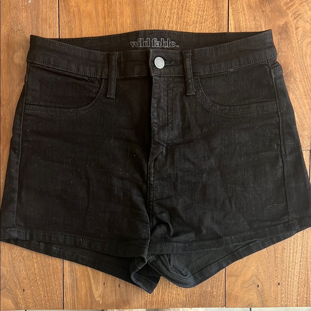 Wild Fable Black Jean Shorts High-Waisted Cuffed
